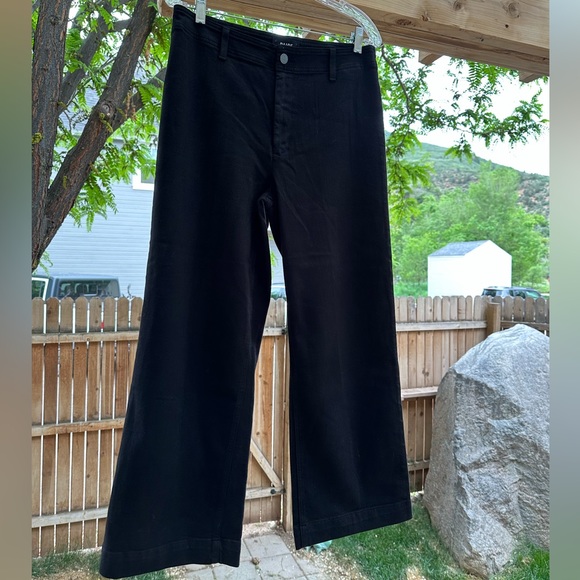 Paige Nellie Wide Leg Cropped Ankle Black Overdye Denim Jeans size 31 - Picture 6 of 15